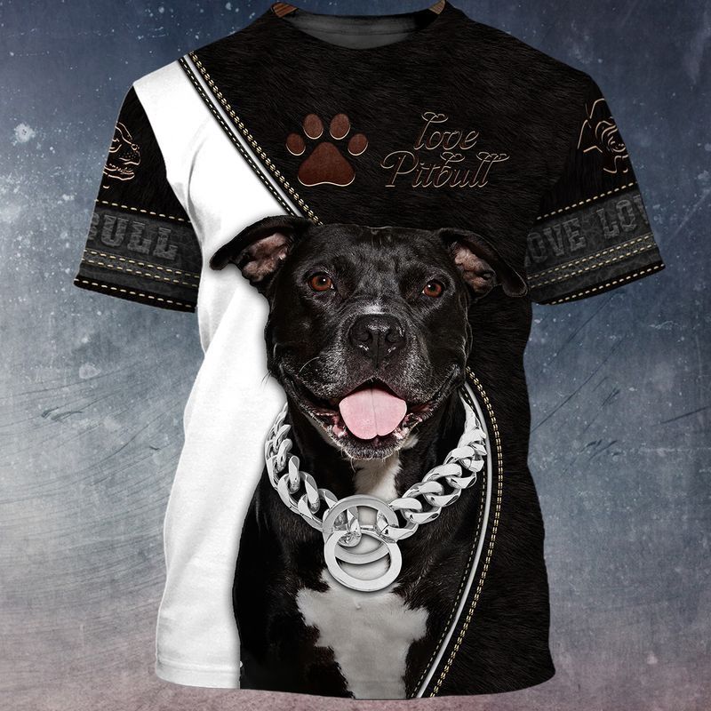 Pitbull lover black and white 3d full print hoodie 3