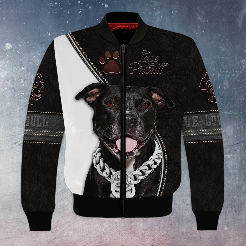 Pitbull lover black and white 3d full print hoodie 5