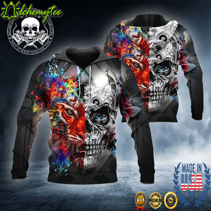 Skull face lion 3D all over print hoodie ad