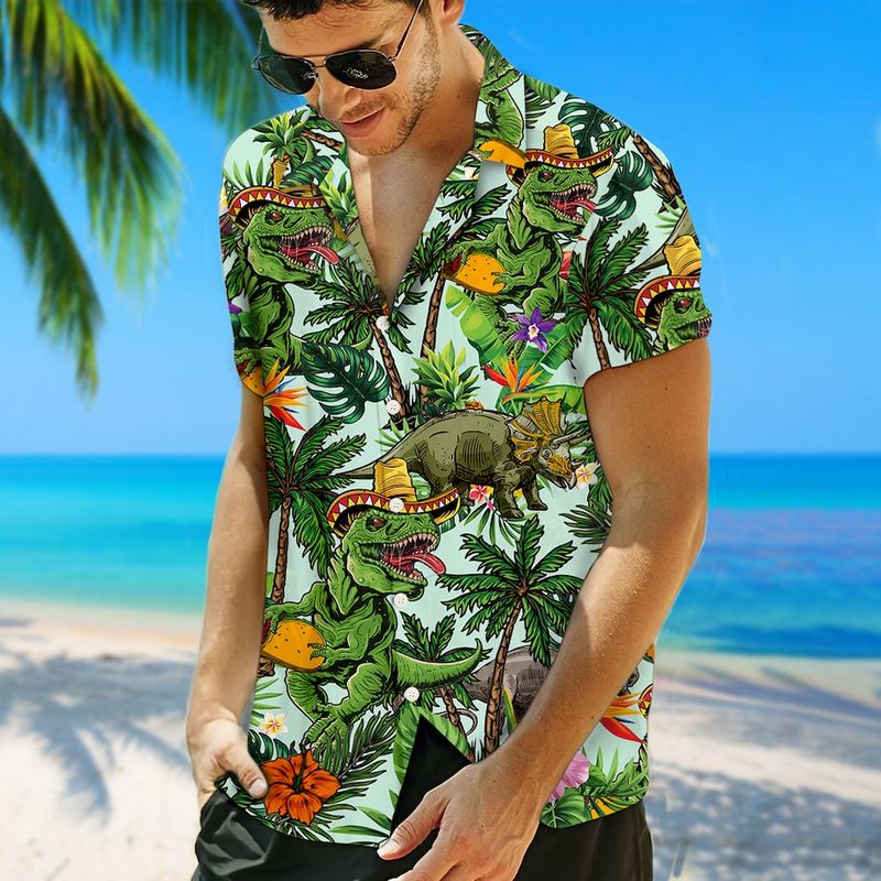 Taco T rex hawaiian shirt
