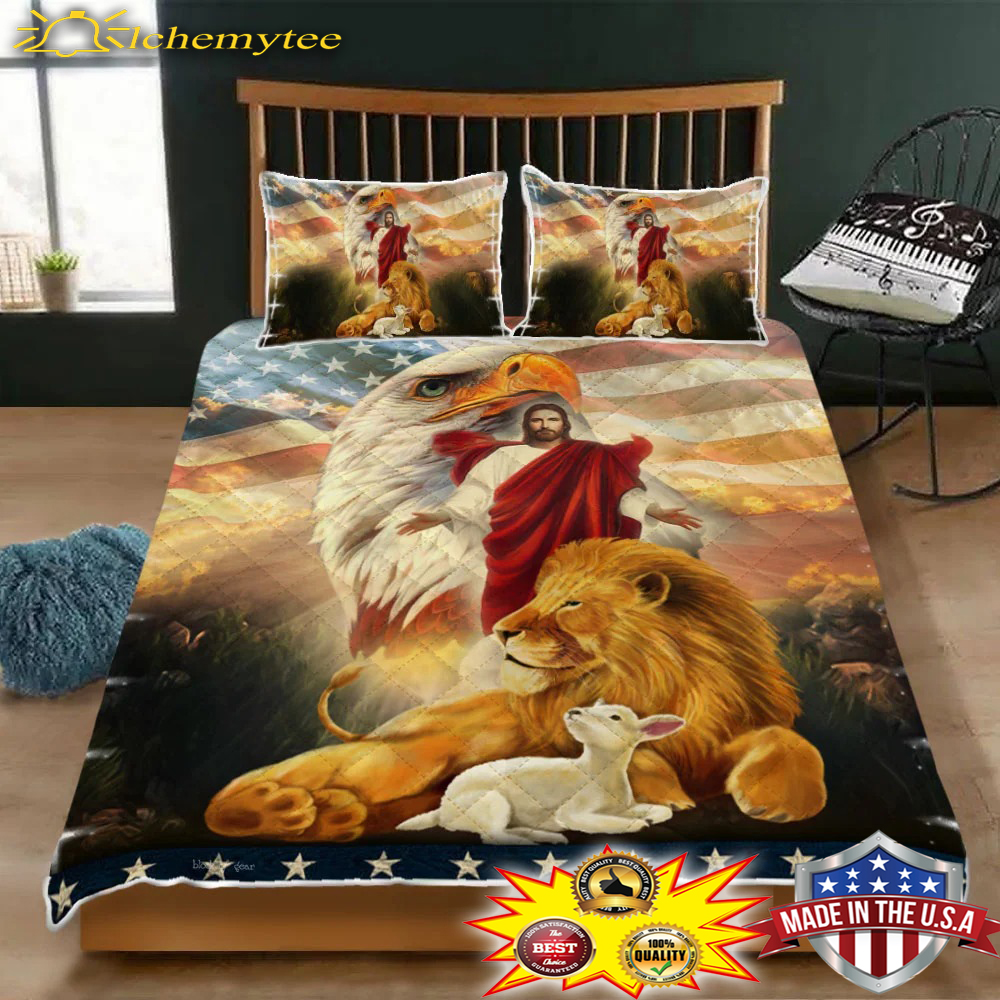 The lion and lamb jesus eagle bedding set 1