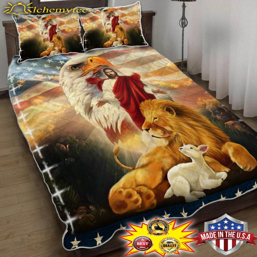 The lion and lamb jesus eagle bedding set 2