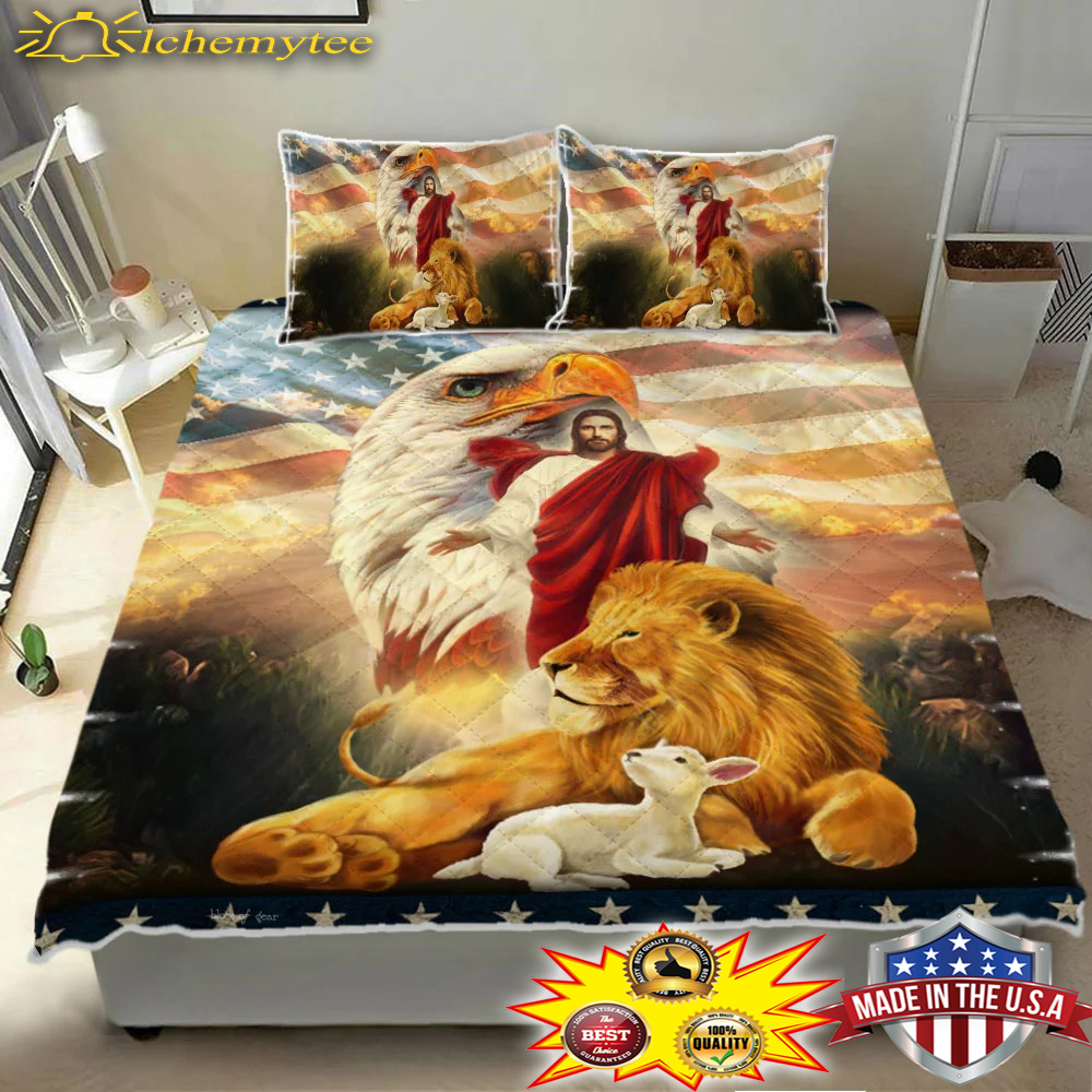 The lion and lamb jesus eagle bedding set