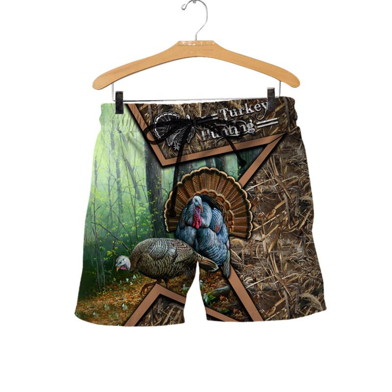 Turkey hunting 3d all over printed shorts