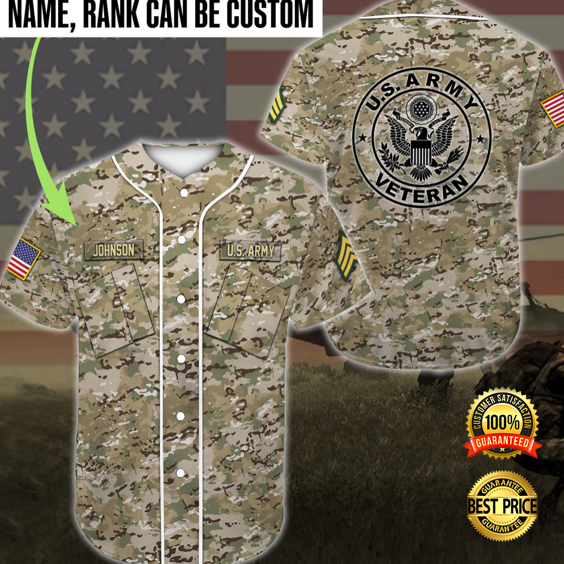 US army veteran camo baseball jersey 4