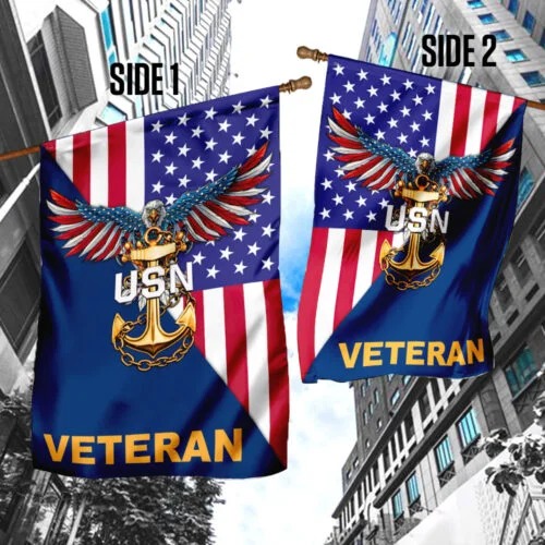 United States Navy American Eagle Veteran Flag