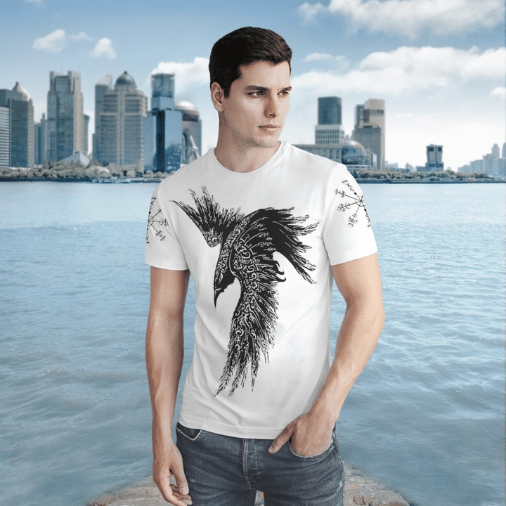 Viking raven vegvisir 3d shirt 1