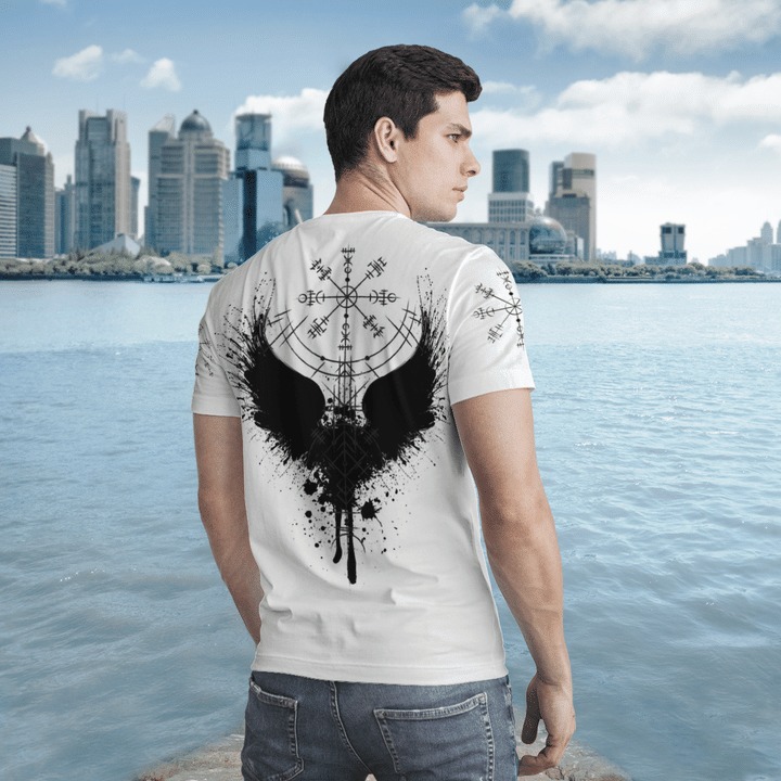 Viking raven vegvisir 3d shirt 2