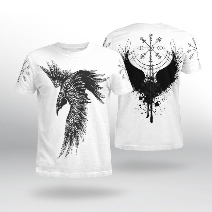 Viking raven vegvisir 3d shirt