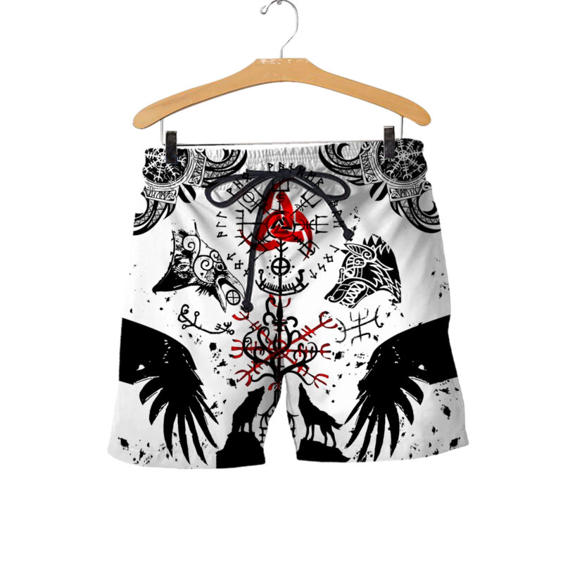 Vikings tattoo wolf all over printed shorts