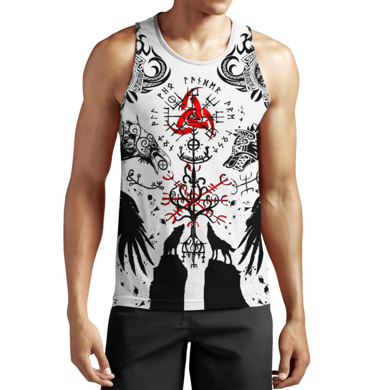 Vikings tattoo wolf all over printed tank top