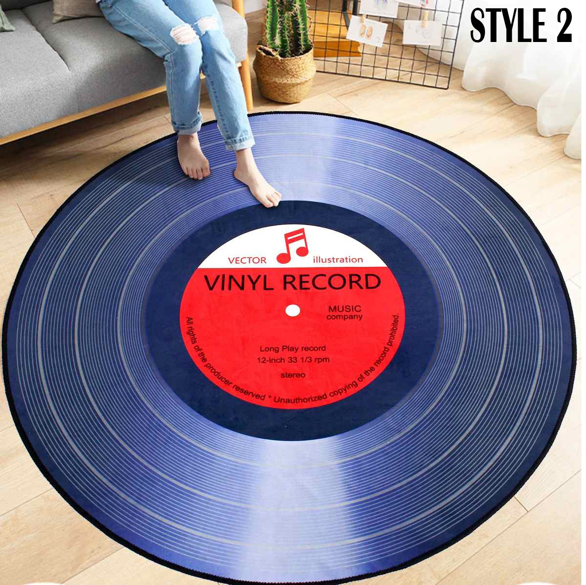 Vinyl record area round rug 1