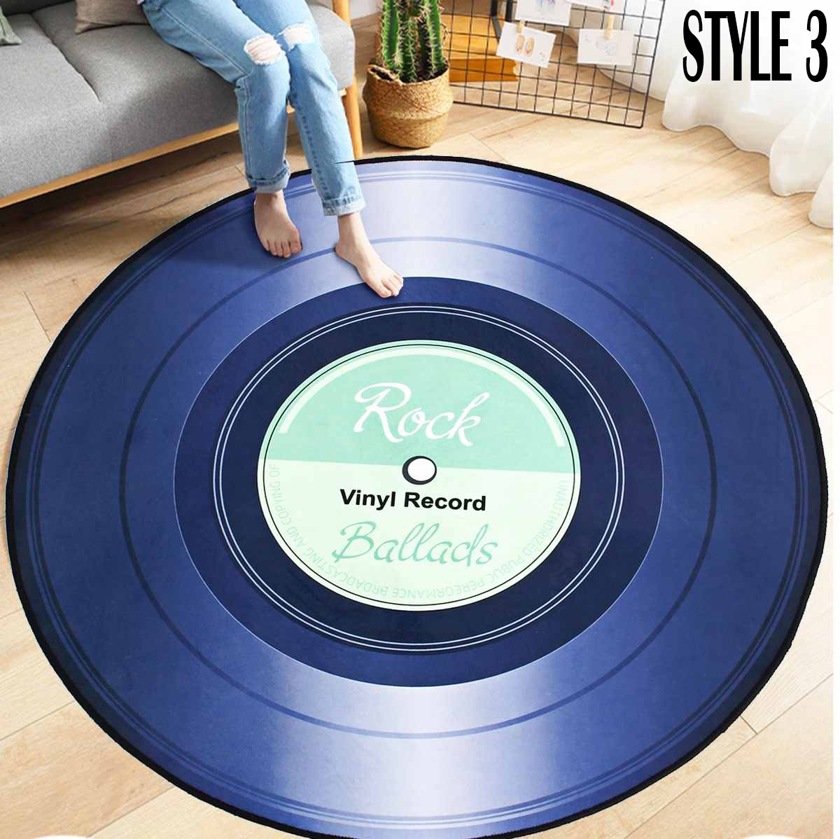 Vinyl record area round rug 2
