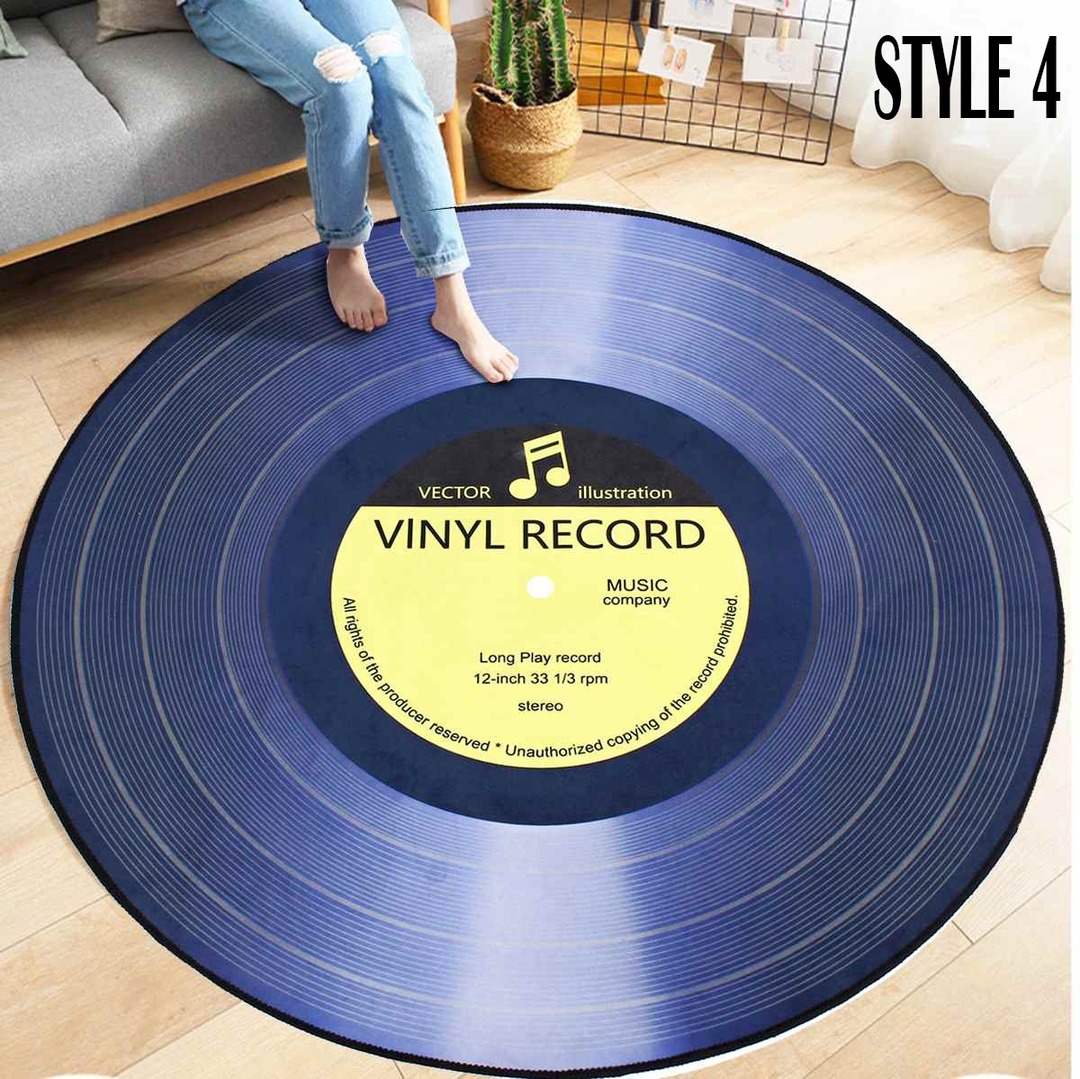 Vinyl record area round rug 3