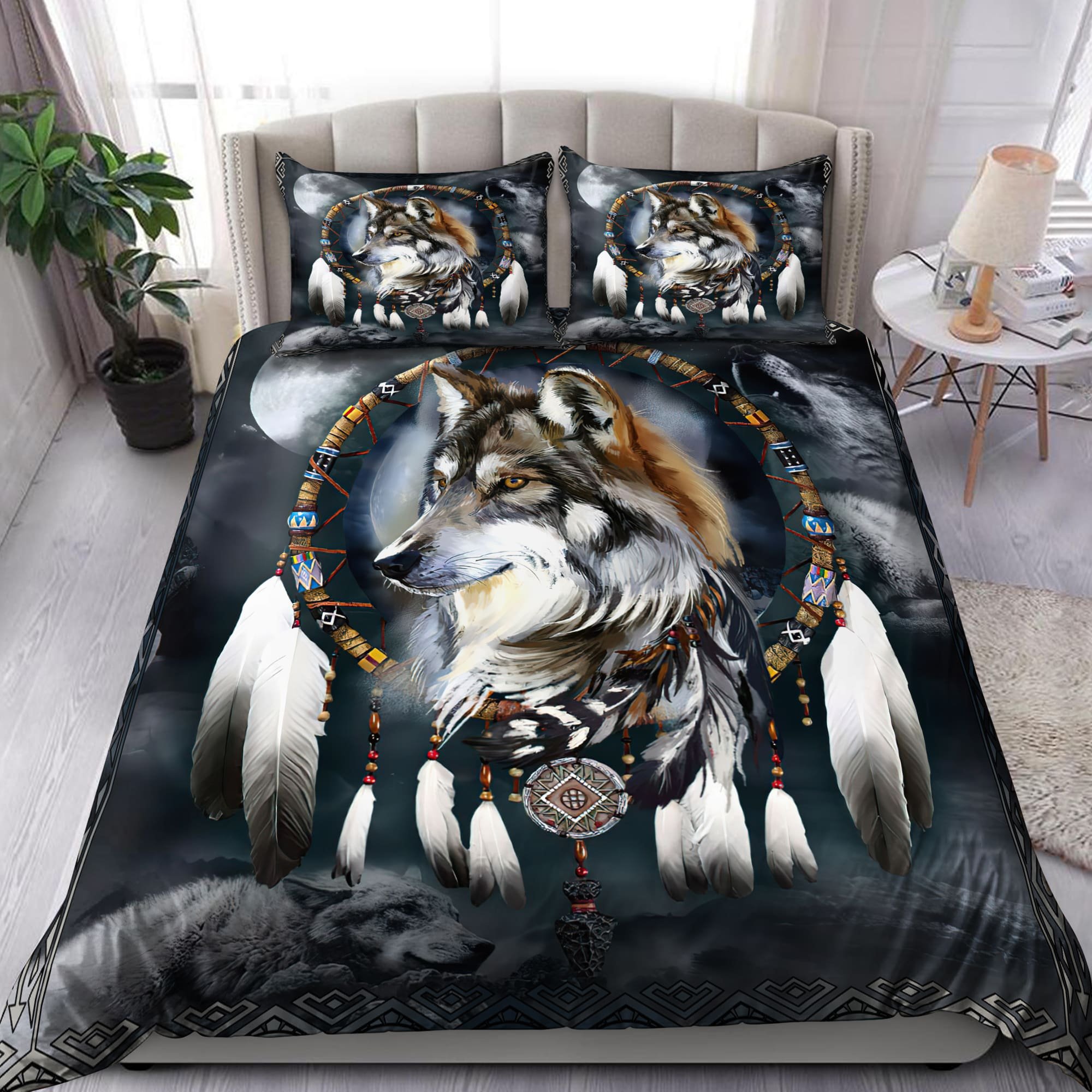 Wolf native american 3D all over printed bedding set Picture 1