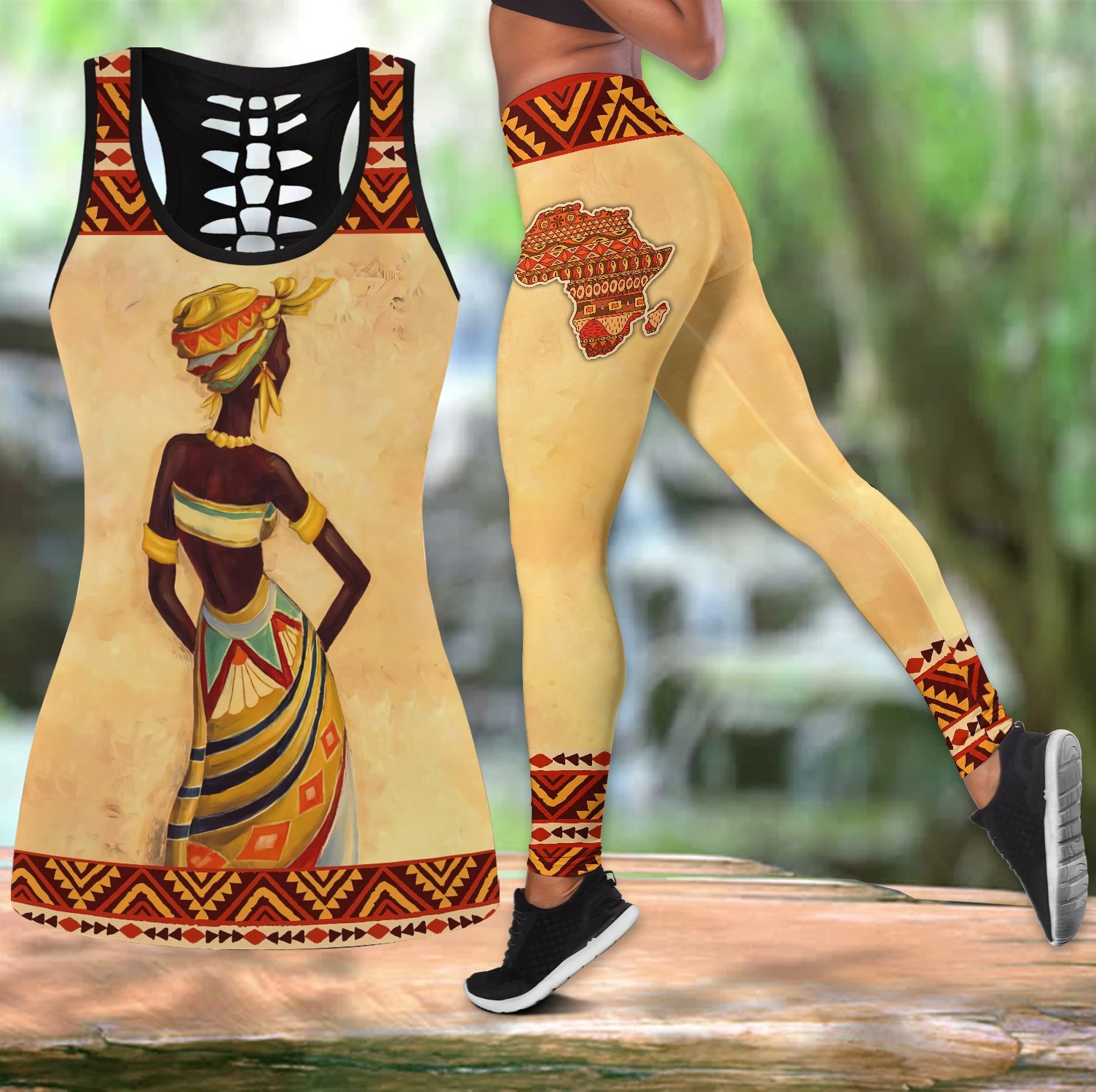 African Women hollow tank top and leggings
