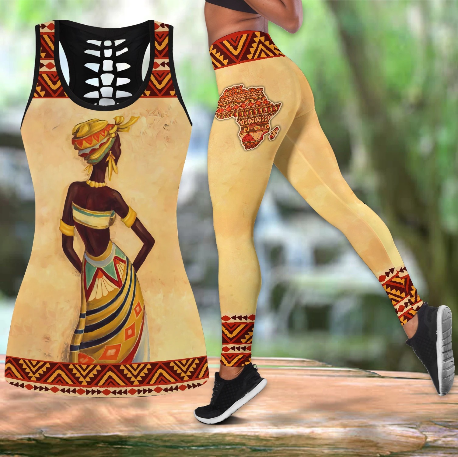 African women legging and hollow tank top