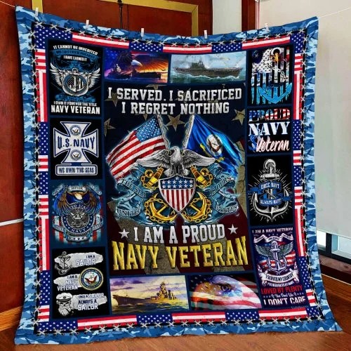 American flag I am a proud Navy veteran blanket