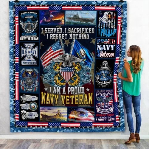 American flag I am a proud Navy veteran blanket2