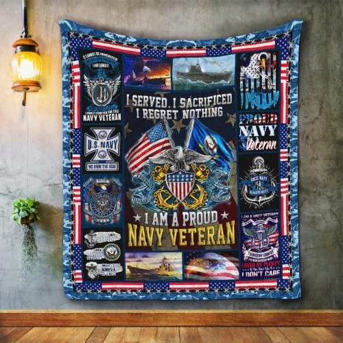 American flag I am a proud Navy veteran blanket3
