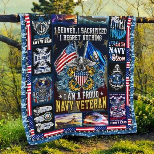 American flag I am a proud Navy veteran blanket4