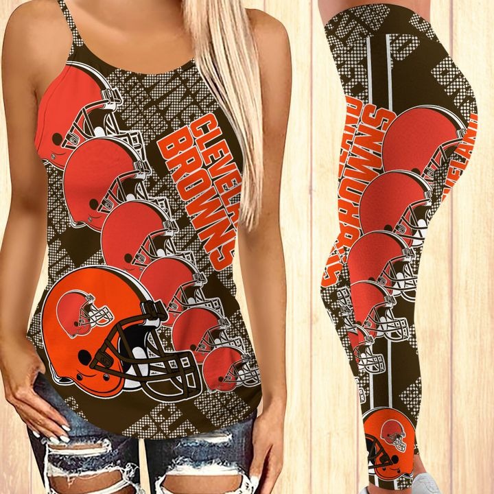 Cleveland browns criss cross tank top and leggings 2