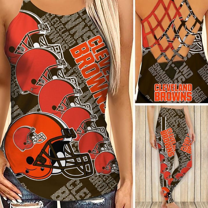 Cleveland browns criss cross tank top and leggings – Teasearch3d 140521