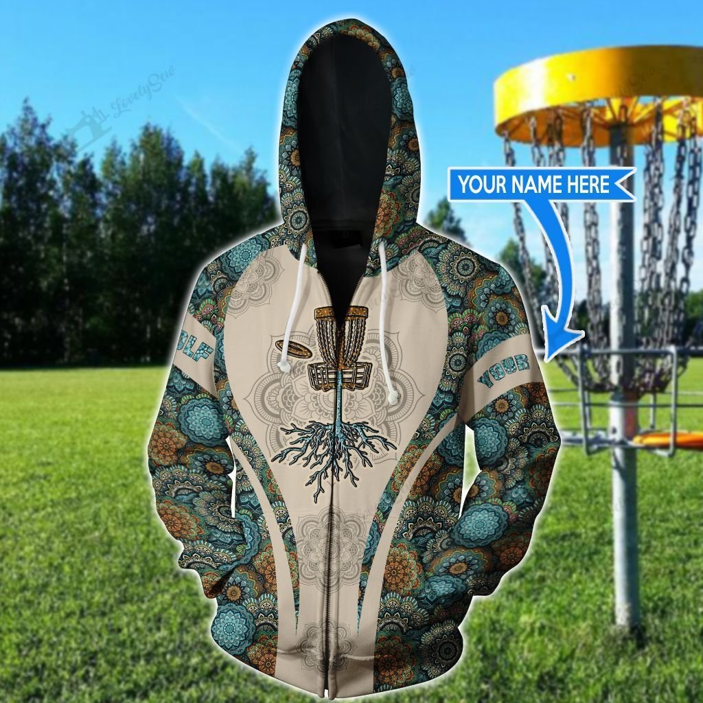 Disc golf mandala personalized 3d zip hoodie