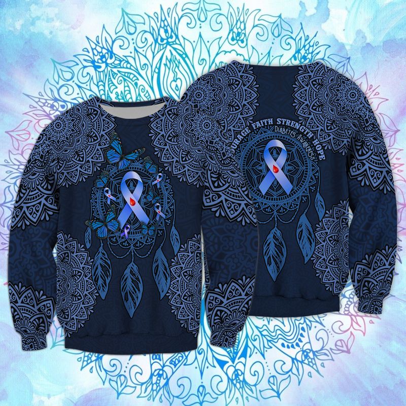 Dreamcatcher Courage faith strength hope diabetes awareness 3d sweatshirt