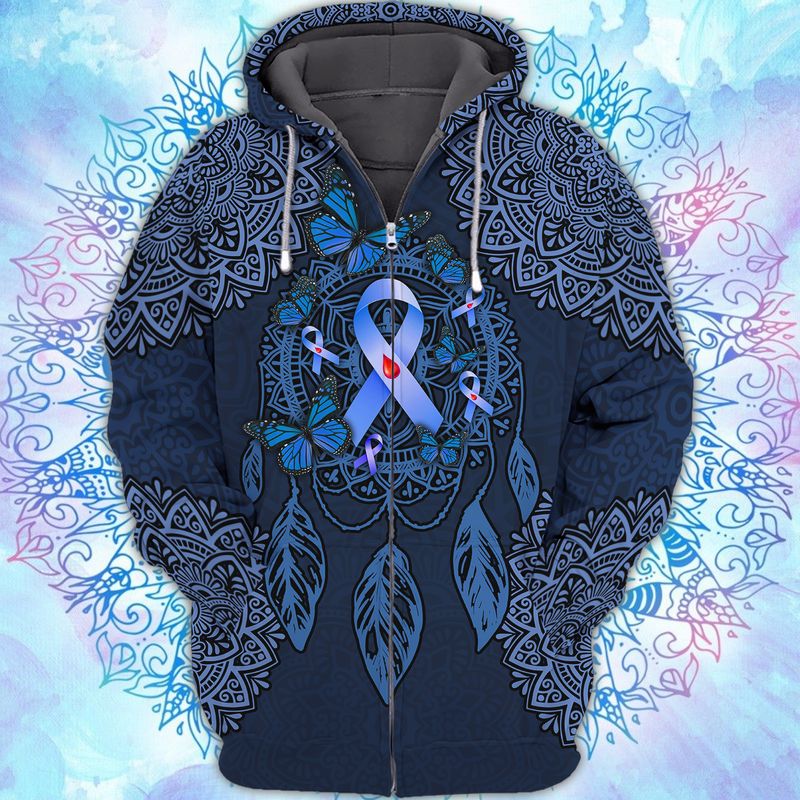 Dreamcatcher Courage faith strength hope diabetes awareness 3d zip hoodie