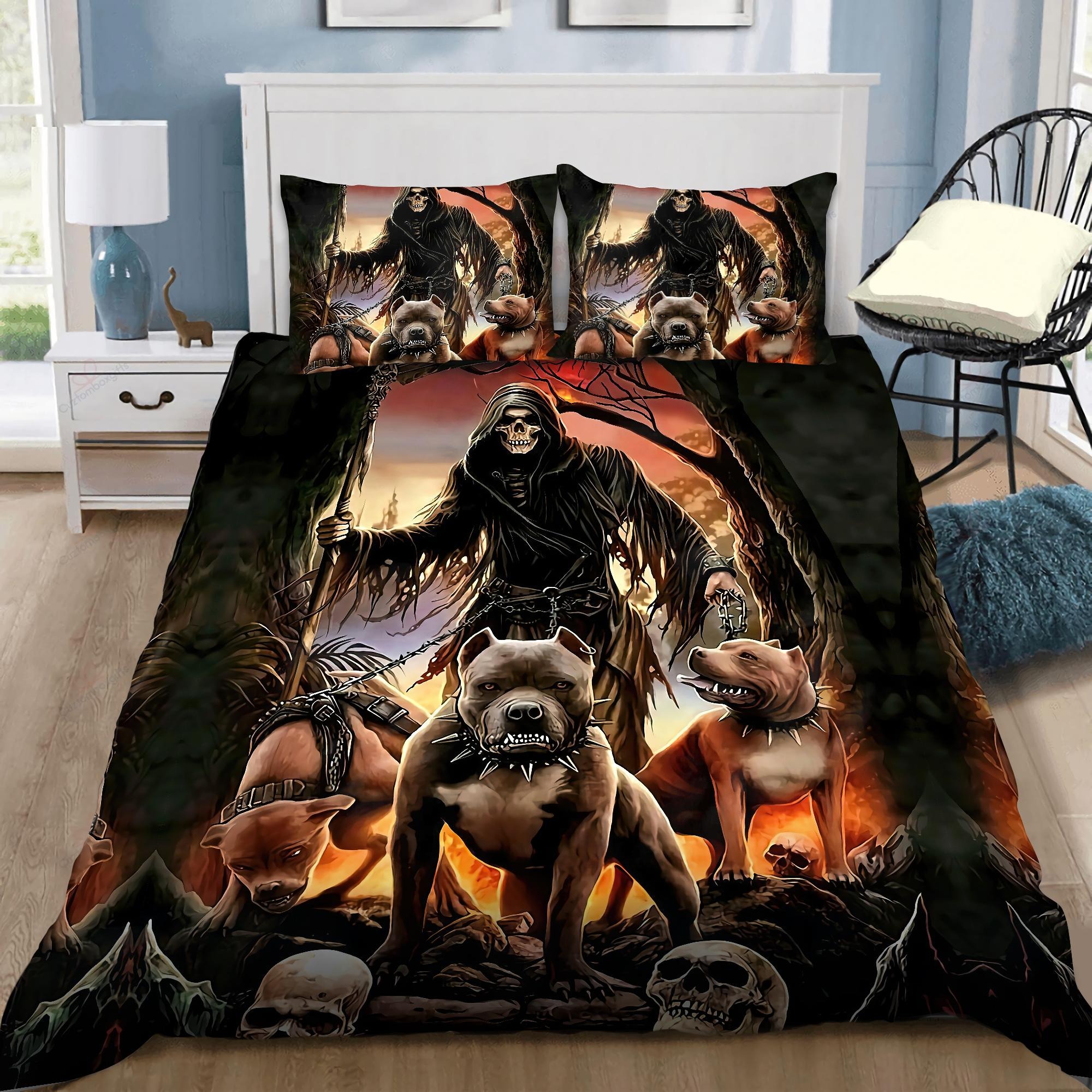God Of The Death With Pitbull Bedding Set
