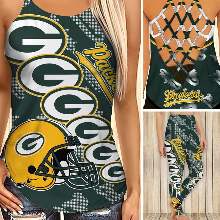Green bay packers criss cross tank top and leggings – Teasearch3d 140521