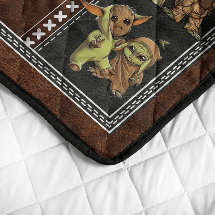 Groot and baby Yoda friend quilt bedding set4