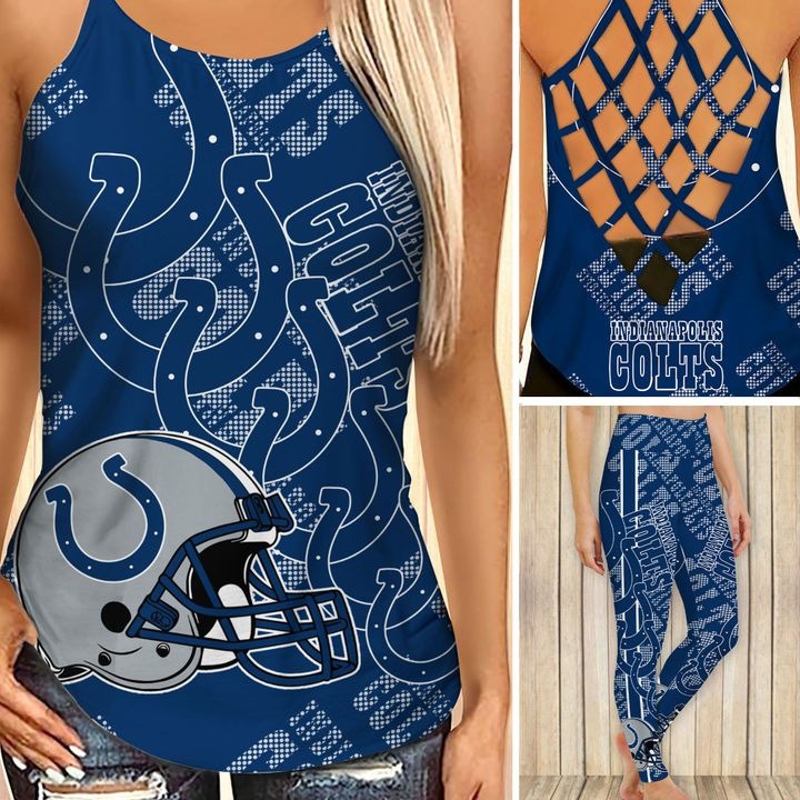 Indianapolis colts criss cross tank top and leggings – Teasearch3d 140521