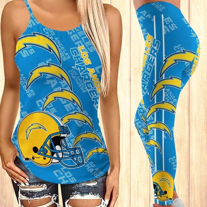 Los angeles chargers criss cross tank top and leggings 2