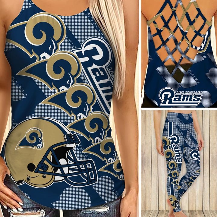 Los angeles rams criss cross tank top and leggings – Teasearch3d 140521