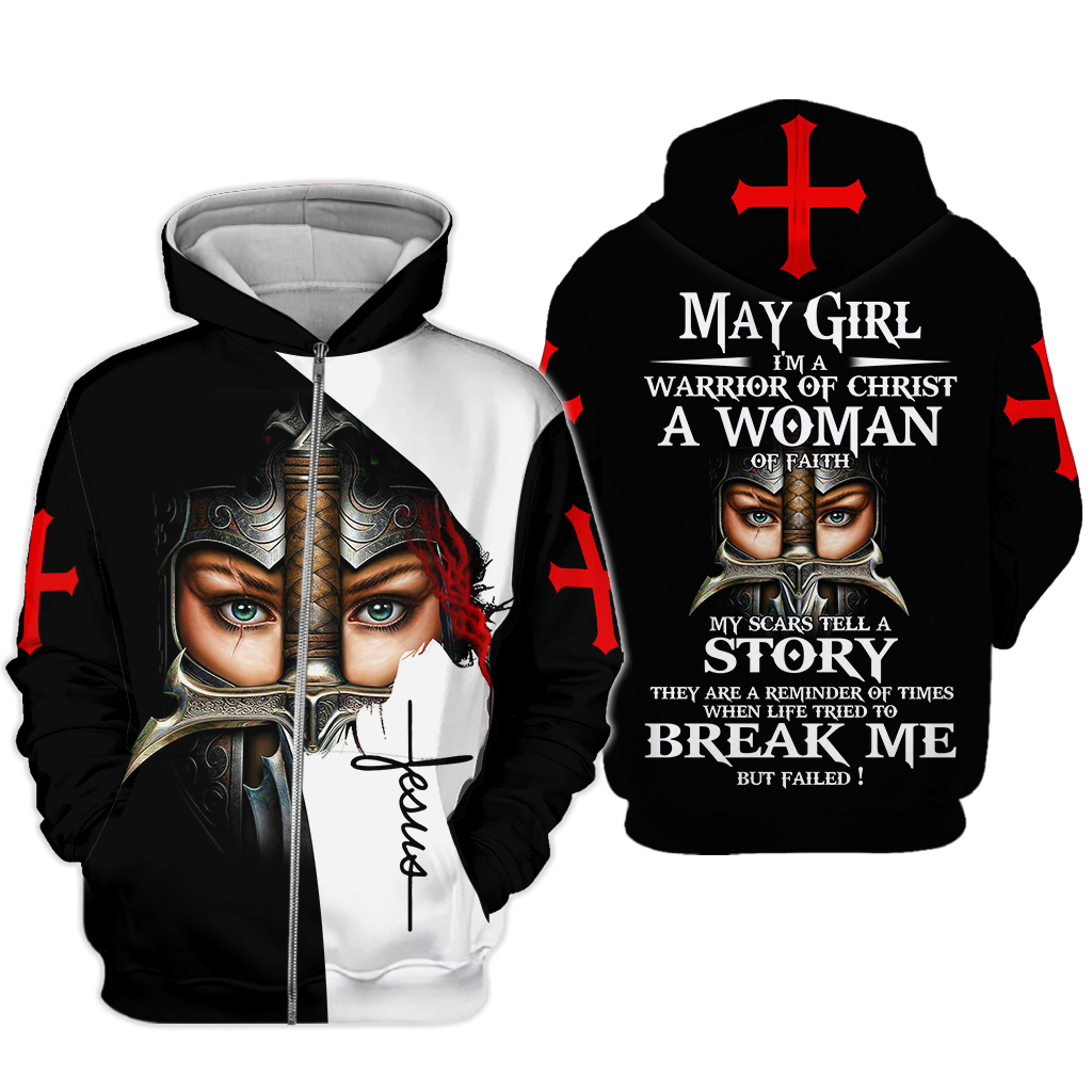 May Girl Im A Warriror OF Christ 3D All Over Printed Clothes 3