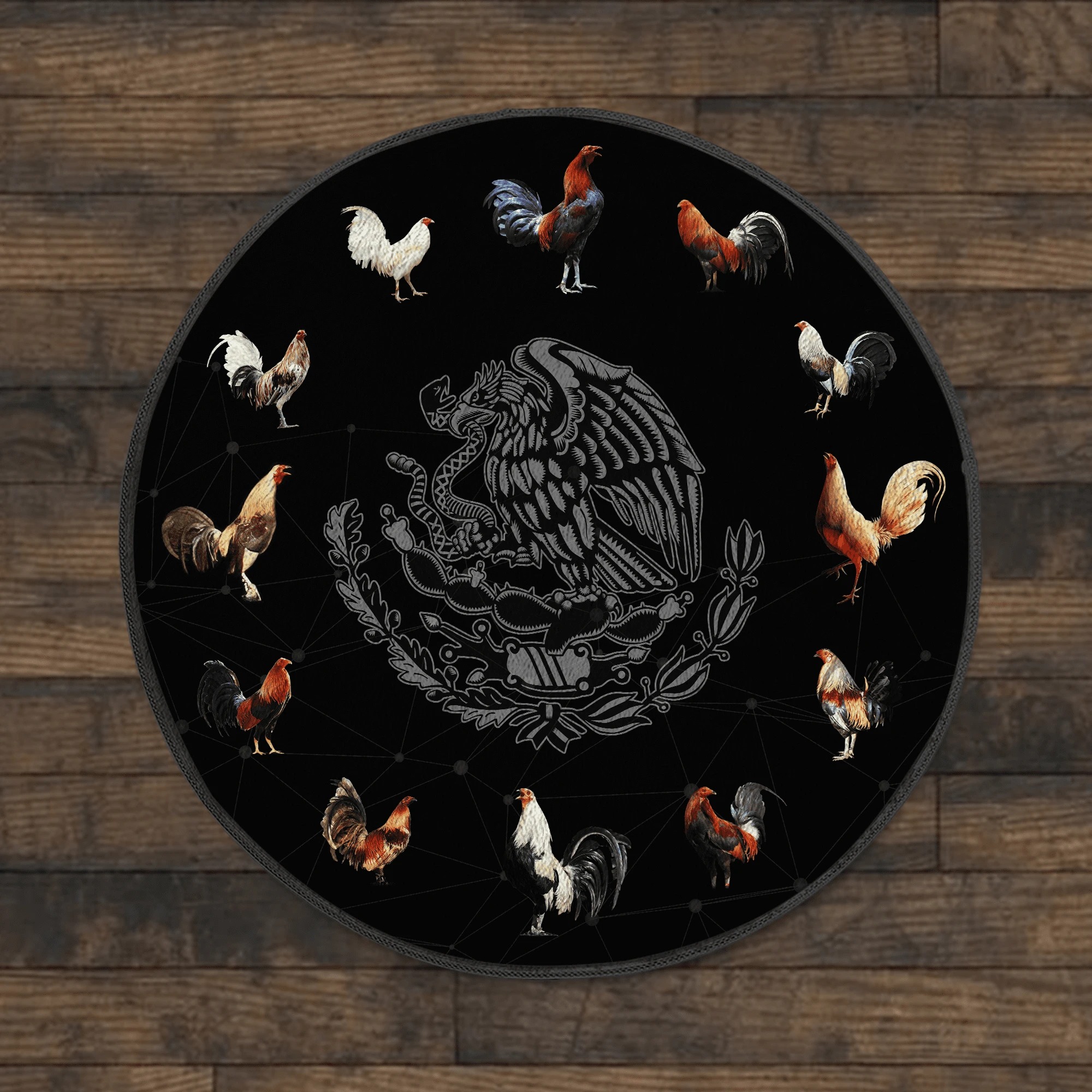 Mexican Roosters Round Rug 3