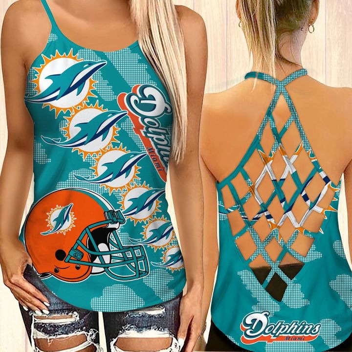 Miami dolphins criss cross tank top and leggings 1