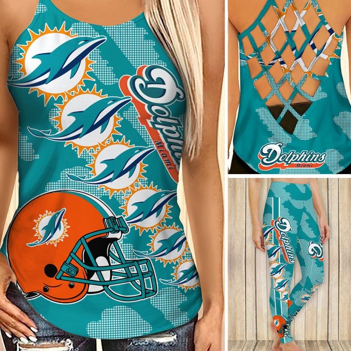 Miami dolphins criss cross tank top and leggings – Teasearch3d 140521
