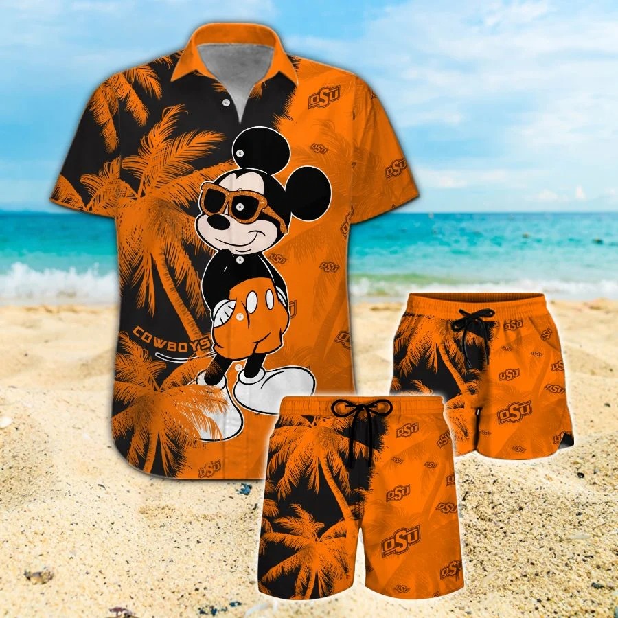 Mickey Mouse Oklahoma State Cowboys hawaiian shirt and beach short