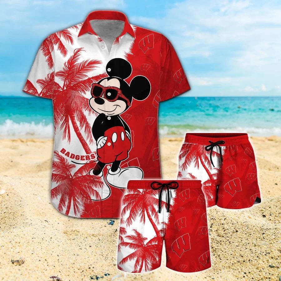 Mickey Mouse Wisconsin Badgers hawaiin shirt vs beach short – LIMITED EDITION