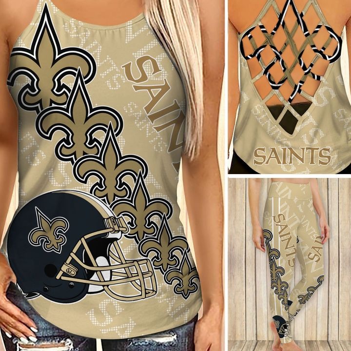 New orleans saints criss cross tank top and leggings – Teasearch3d 140521