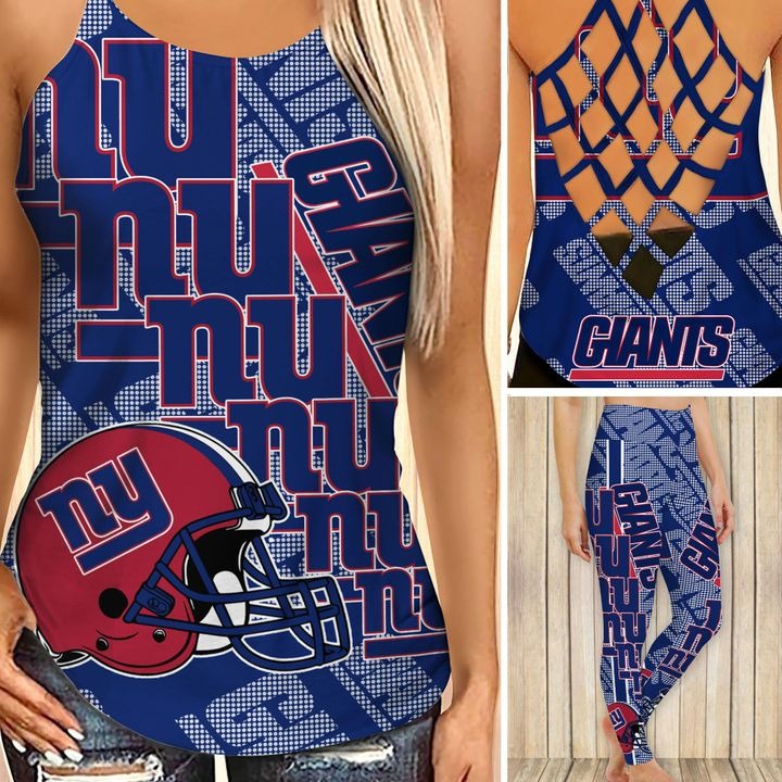 New york giants criss cross tank top and leggings – Teasearch3d 140521
