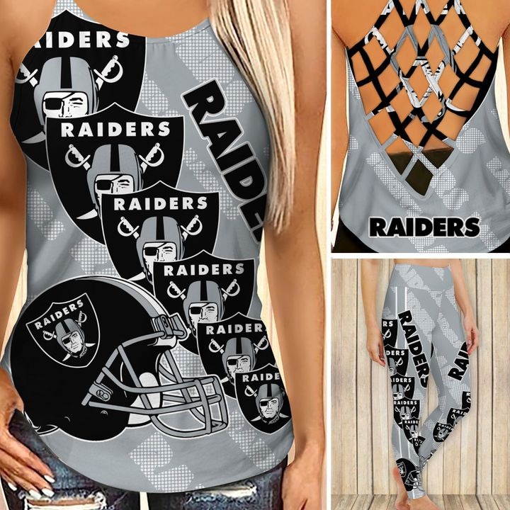 Oakland raiders criss cross tank top and leggings – Teasearch3d 140521