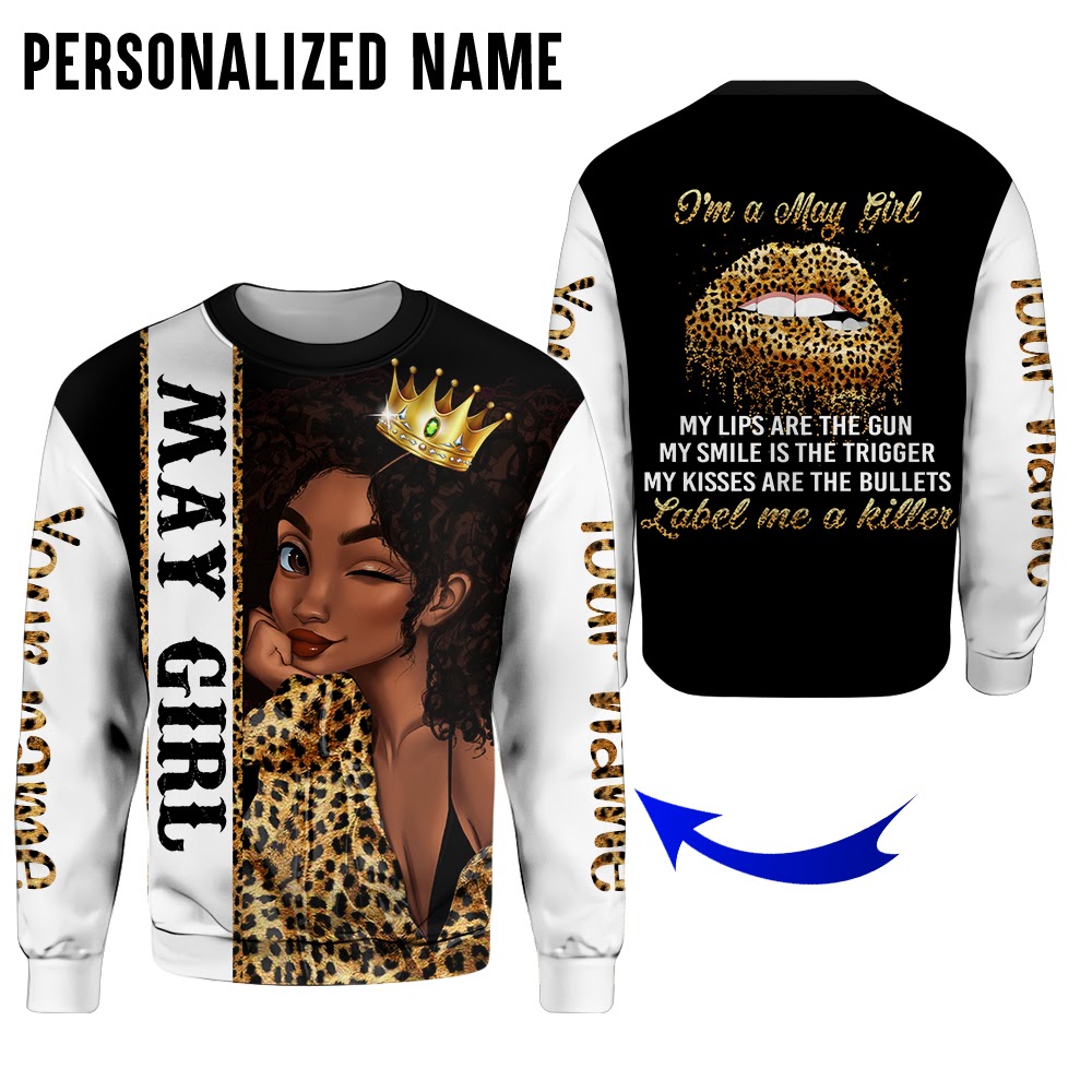 Personalized Black Queen Im A May Girl 3D Full Print Clothes 1