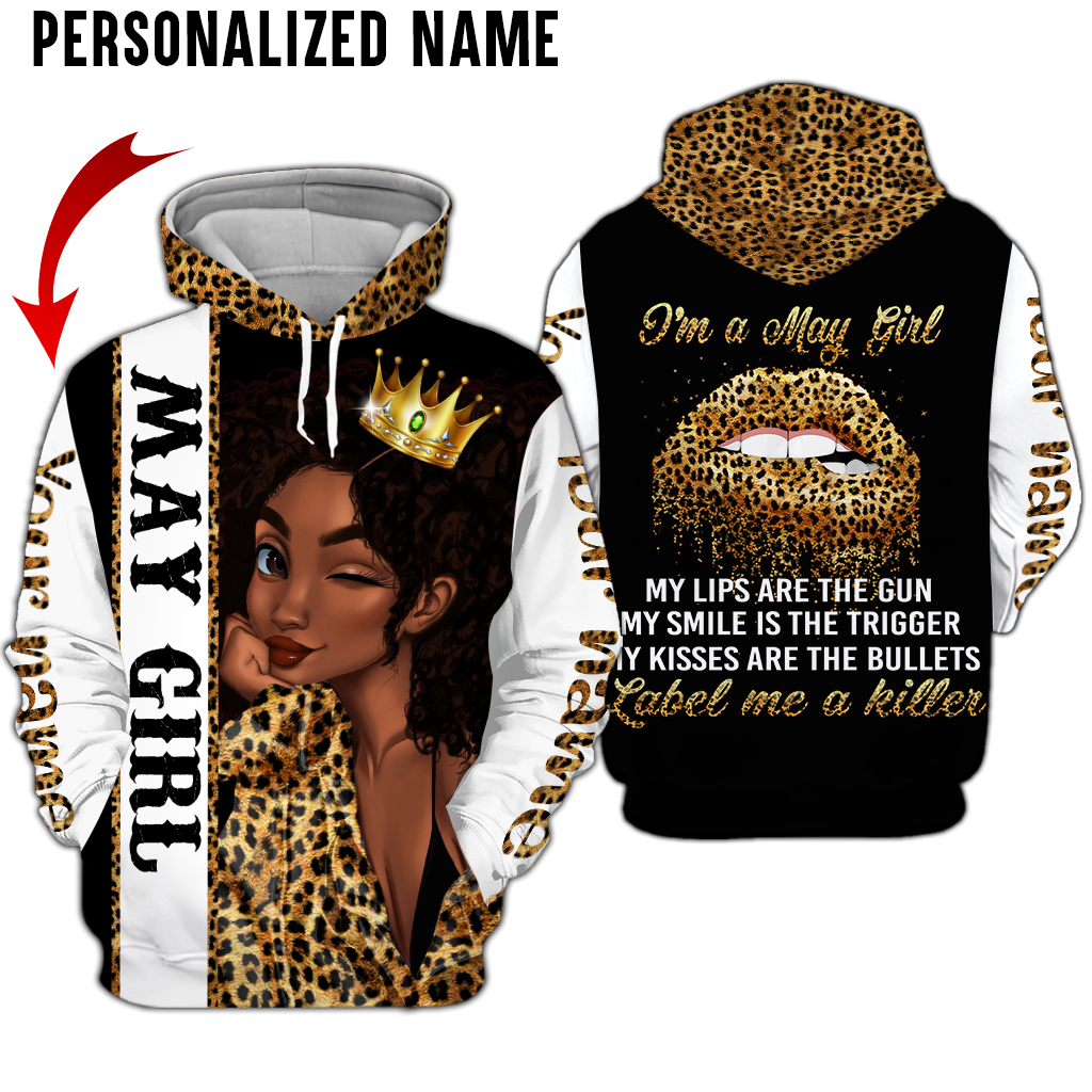 Personalized Black Queen Im A May Girl 3D Full Print Clothes 2