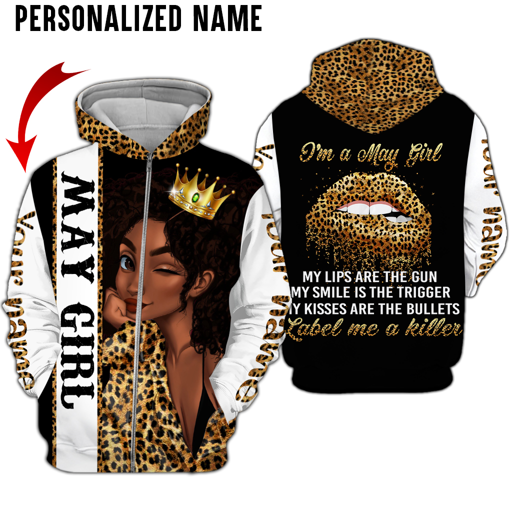 Personalized Black Queen Im A May Girl 3D Full Print Clothes 3