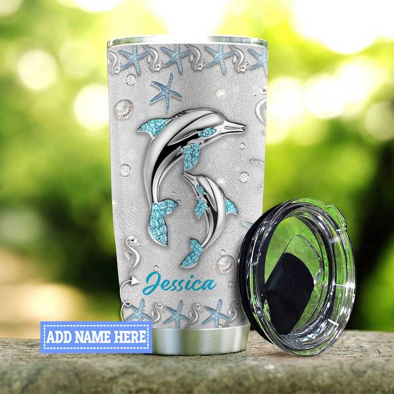 Personalized Dolphin To mom I know its not easy for a woman to raise a child tumbler Front