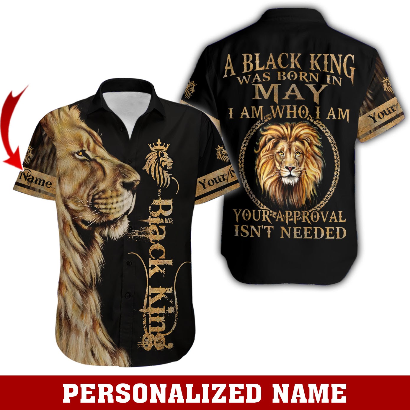 Personalized Name Lion Black King Was Born In May 3D Full Print Clothes 2